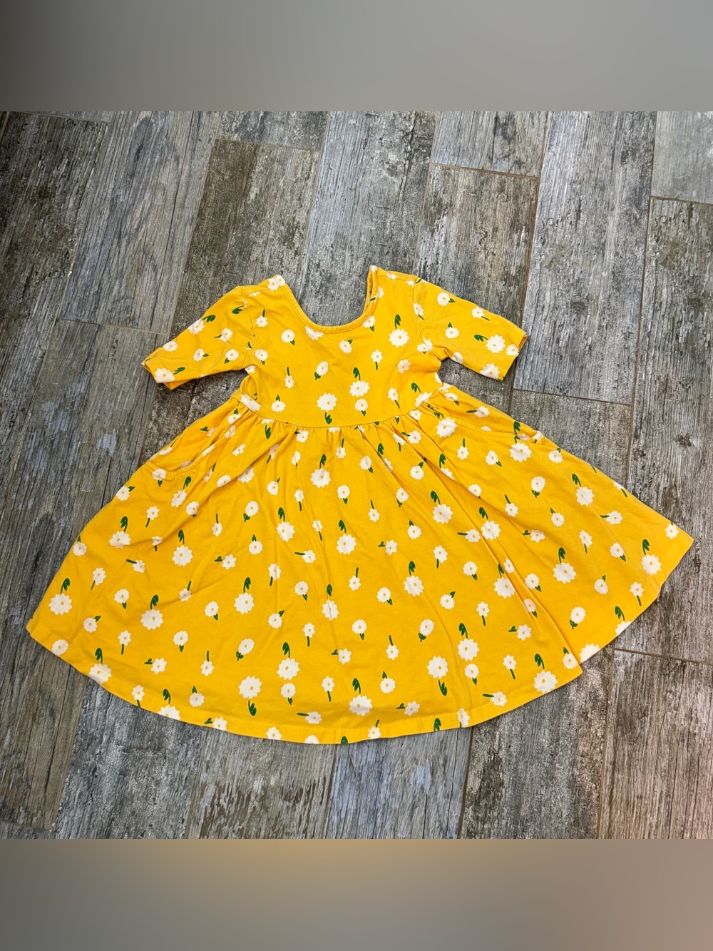 Hanna Andersson Yellow Floral skater Dress
